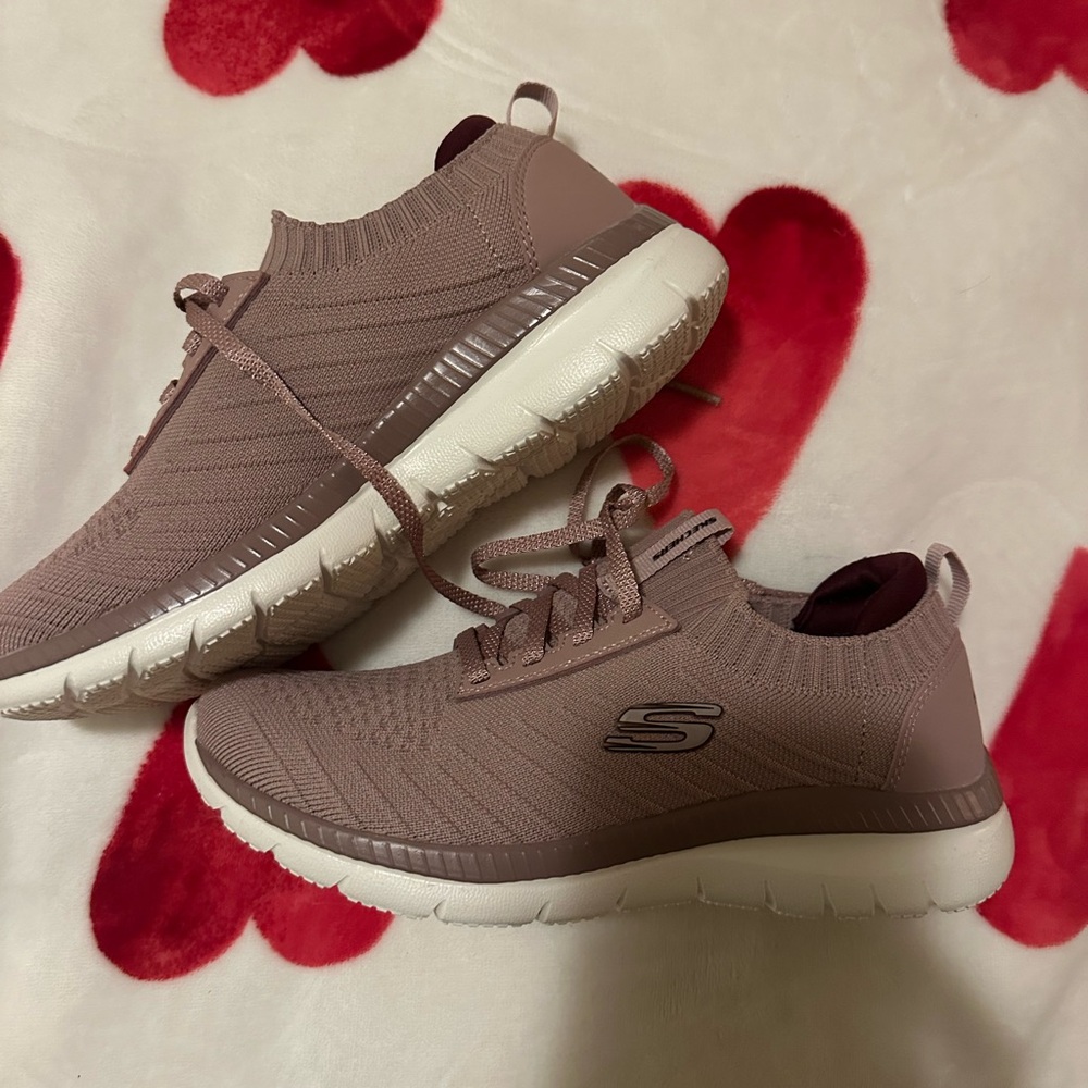 Skechers Mauve Knit Slip-On Sneakers